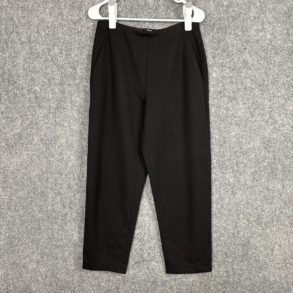 Theory Clean Pull On Double Pants  Womens Size M Black Knit Casual Active Soft